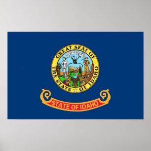Poster with Flag of Idaho, U.S.A.