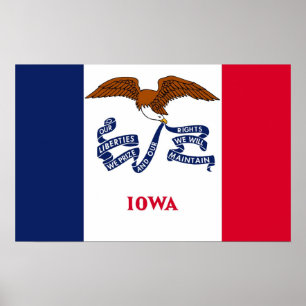 Poster with Flag of Iowa, U.S.A.