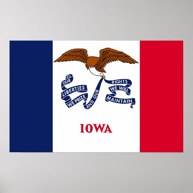 Poster with Flag of Iowa, U.S.A. (Front)