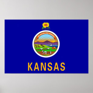 Poster with Flag of Kansas, U.S.A.