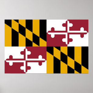 Poster with Flag of Maryland, U.S.A.