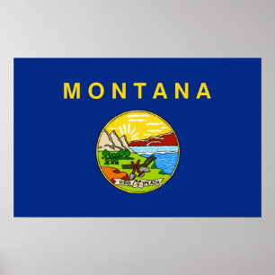 Poster with Flag of Montana, U.S.A.