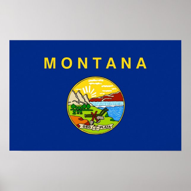 Poster with Flag of Montana, U.S.A. (Front)