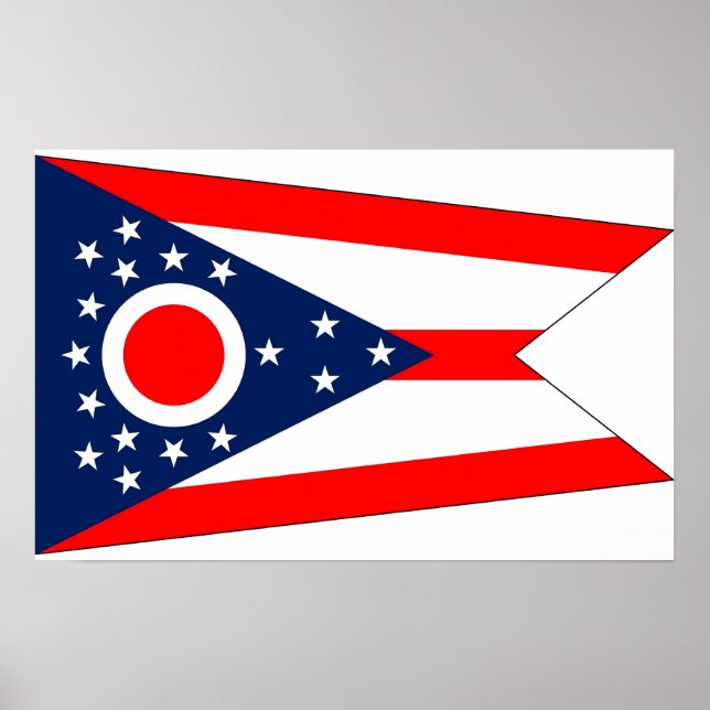 Poster with Flag of Ohio, U.S.A. (Front)