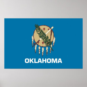 Poster with Flag of Oklahoma, U.S.A.