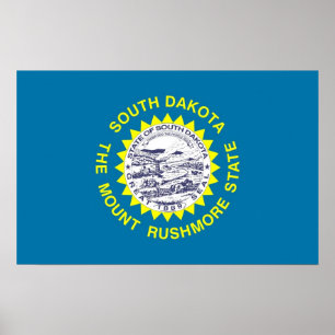 Poster with Flag of South Dakota, U.S.A.