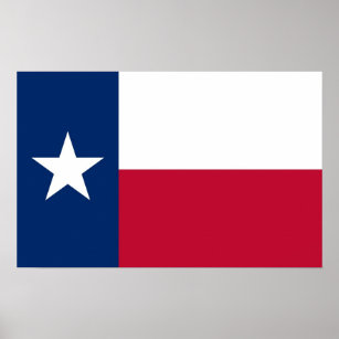 Poster with Flag of Texas, U.S.A.