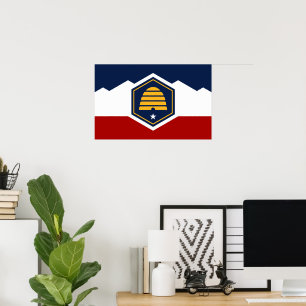 Poster with Flag of Utah, USA