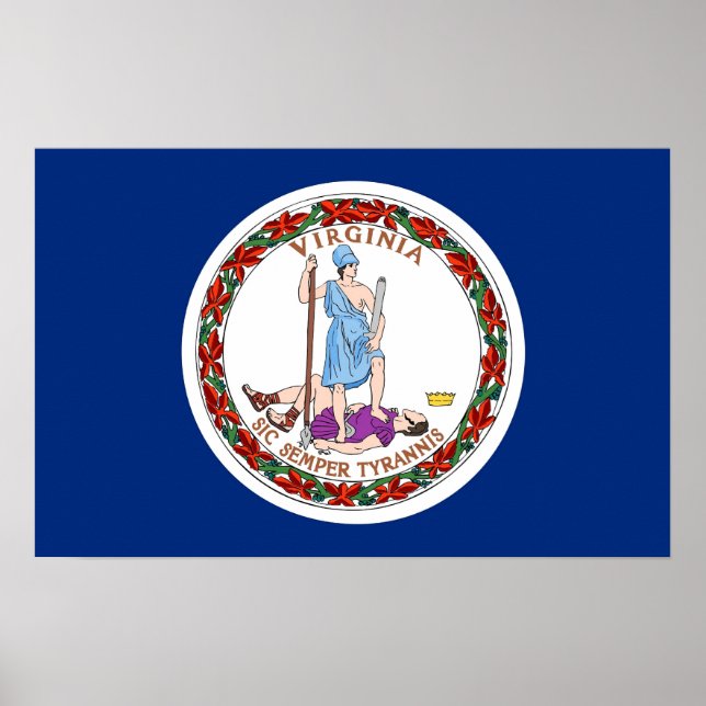 Poster with Flag of Virginia, U.S.A. (Front)