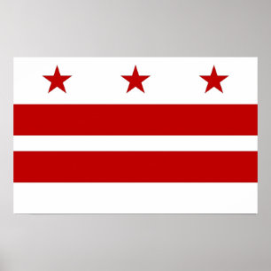 Poster with Flag of Washington DC, U.S.A.