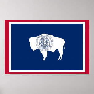 Poster with Flag of Wyoming, U.S.A.