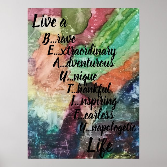 Poster with live a beautiful life (Front)