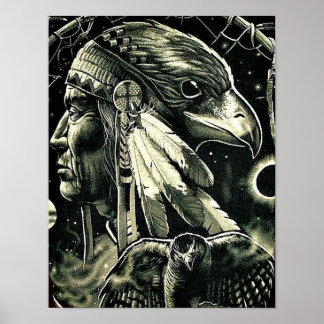 Poster with Painting of Native American