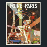 Poster with Paris Art Deco Print from The 1920's<br><div class="desc">Poster with French vintage art deco poster print from the 1920's advertising Paris Fair, "Foire de Paris". Truly chic and in art deco style with the Eiffel Tower during the night in the background. Please, let us know if you want some changes made that would please you. We are happy...</div>
