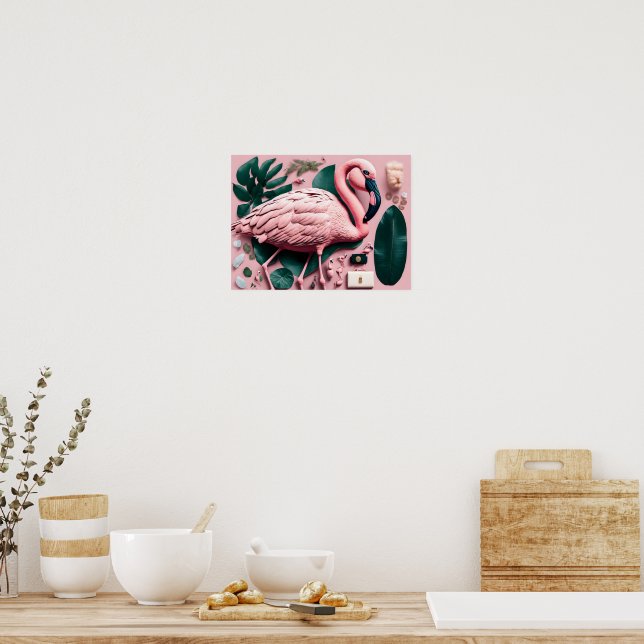 Poster with Pink Flamingo (Kitchen)