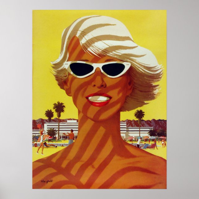 Poster with Vintage Print from the Beach (Front)