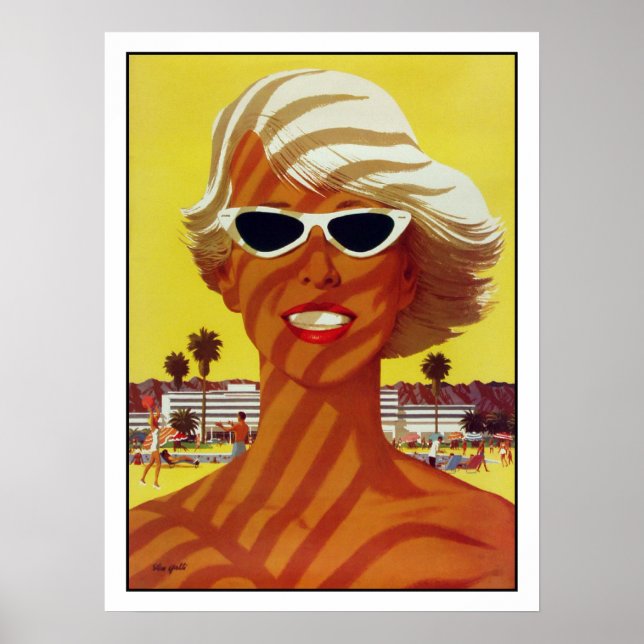 Poster with Vintage Print from the Beach (Front)