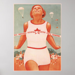 Poster with Vintage Soviet Union Propaganda