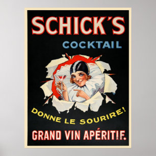 Poster with Vintage Wine Advertising Print