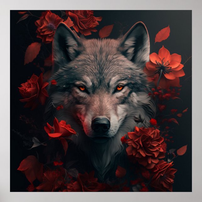 Poster Wolf Fleur (Front)