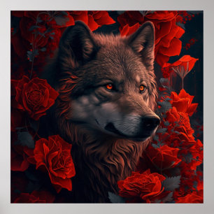 Poster Wolf Fleur
