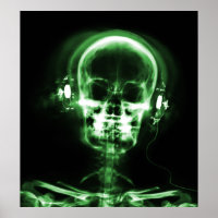 POSTER- X-RAY MUSIC SKELETON BLACK GREEN
