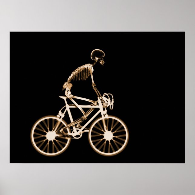 POSTER - X-RAY SKELETON BIKING BLACK ORANGE (Front)