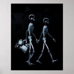 Poster X-Ray Skeleton Couple Travelling Black Blue