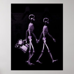 Poster- X-Ray Skeleton Couple Travelling Blk Purp Poster