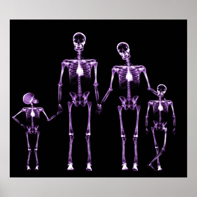 POSTER- X-RAY SKELETON FAMILY BLACK PURPLE POSTER (Front)
