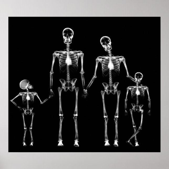 POSTER - X-RAY SKELETON FAMILY BLACK & WHITE (Front)