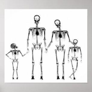 POSTER - X-RAY SKELETON FAMILY BLACK & WHITE