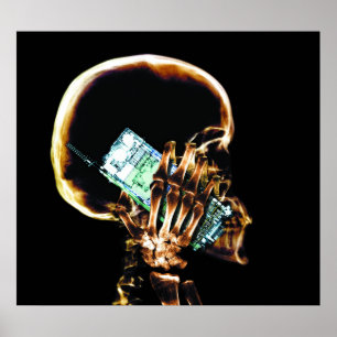 POSTER - X-RAY SKELETON ON PHONE BLK ORIGINAL