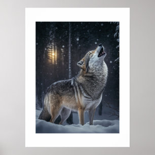 Poster Yellowstone Wolf
