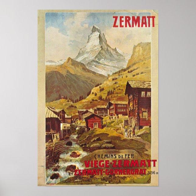 Poster Zermatt Schweiz Switzerland Gornergratbahn (Front)