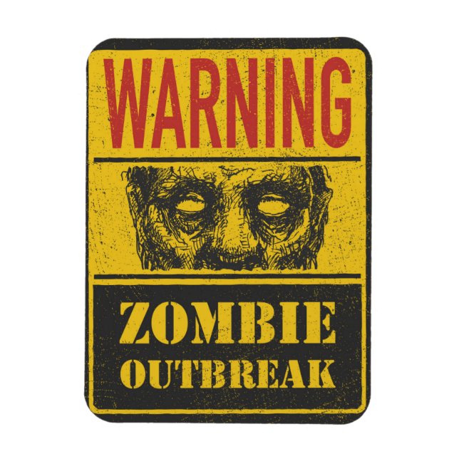 Poster Zombie Outbreak. Sign Board With Zombie Magnet (Vertical)