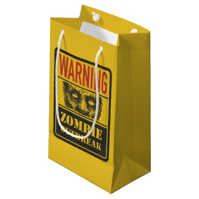 Poster Zombie Outbreak. Sign Board With Zombie Small Gift Bag (Front Angled)