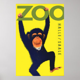 Poster Zoo HalleSaale Saxony-Anhalt Monkey