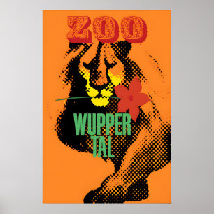 Poster Zoo Wuppertal Tierpark Lion Vintage Art