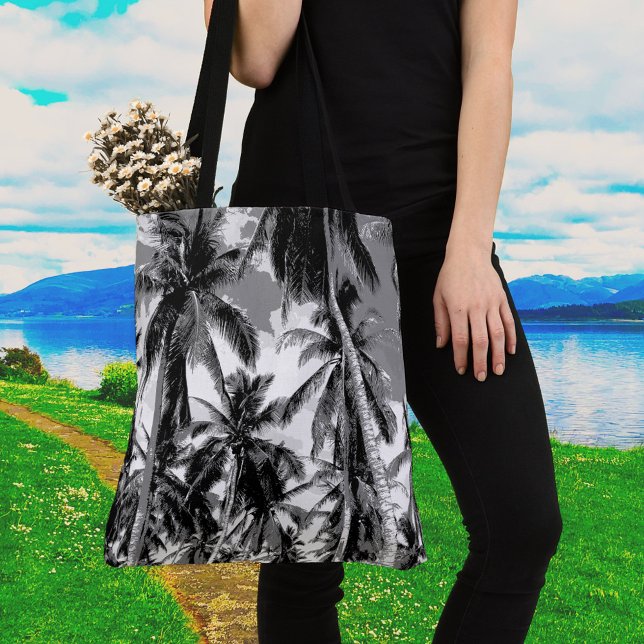Posterised Grey Palm Trees Design Tote Bag (Creator Uploaded)