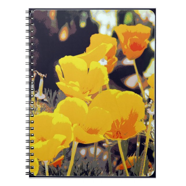 Posterised Poppies Digital Art Notebook (Front)