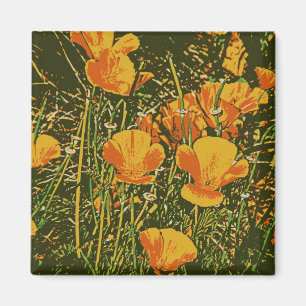 Posterised Poppies Magnet