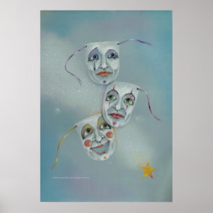 Posters, Fine Art - Happiness Tears Masks Poster