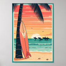 Posters Vintage Beach Surf Print