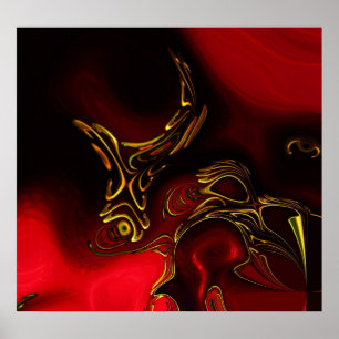 Posters ZIZZAGO Art Abstract Red Black Gold 2