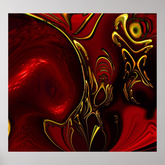 Posters ZIZZAGO Art Abstract Red Black Gold 5 (Front)