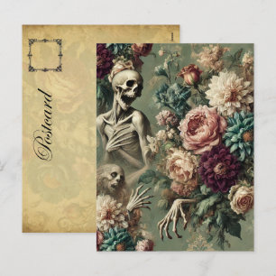 Posthumous Heartache – Gothic Floral Design Holiday Postcard