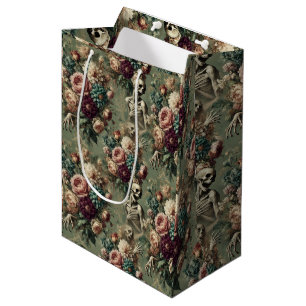 Posthumous Heartache – Gothic Floral Design Medium Gift Bag