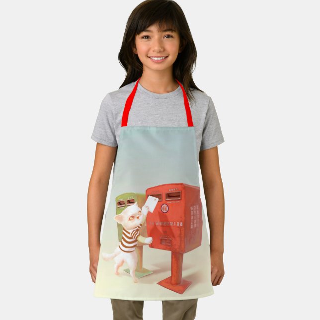 Posting Time – Cat with Taiwanese Mailbox Apron (Insitu)