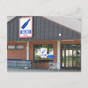 Postkarte - der "Blaue Schirm" kauft ein Postcard